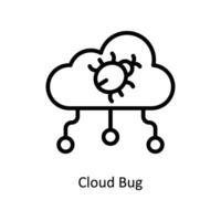 Cloud bug Vector outline icon Style illustration. EPS 10 File