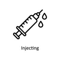 injecting vector outline icon style illustration. EPS 10 File