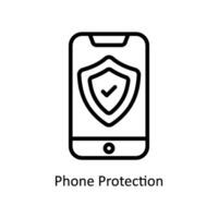 Phone Protection Vector outline icon Style illustration. EPS 10 File