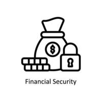 Financial Security Vector outline icon Style illustration. EPS 10 File