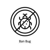 Ban Bug Vector outline icon Style illustration. EPS 10 File