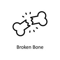 Broken Bone vector outline icon style illustration. EPS 10 File