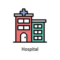 hospital vector lleno contorno icono estilo ilustración. eps 10 archivo