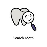 Search Tooth vector Filled outline icon style illustration. EPS 10 File