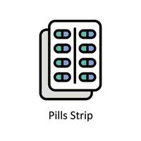 Pills Strip vector Filled outline icon style illustration. EPS 10 File