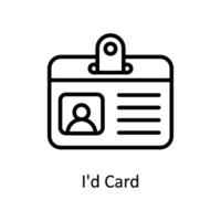I'd Card vector outline icon style illustration. EPS 10 File