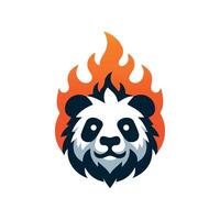 Panda Fire Head Logo Vector Template