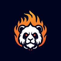 Panda Fire Head Logo Vector Template