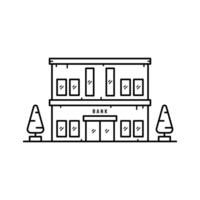 Bank building line art style vector