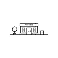 Post office building line art style vector