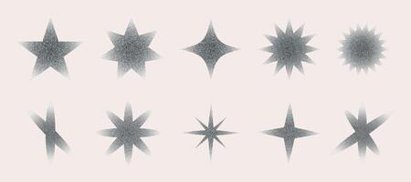 Stars shape black dot grain texture set vector