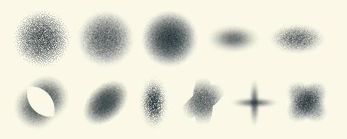 Different shape black dot grain texture set vector