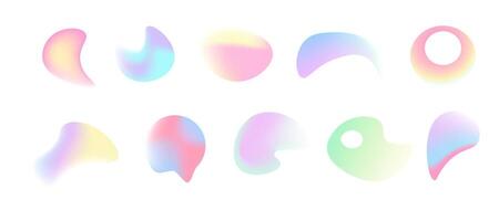 Y2k blurred gradient abstract fluid shape set vector