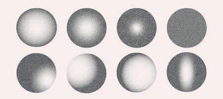 Circle shape black dot grain texture set vector