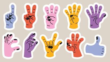 Collection of gesture signs from human hands. A set of fingers showing emotions and directions. gesture finger in flat design. communication expressions with hand sign in trendy style. vector icon