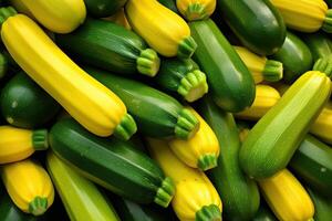 AI generated Green and yellow zucchini background photo