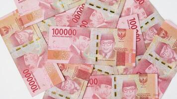 photo from Series of Indonesian rupiah banknotes worth one hundred thousand rupiah 100,000. Indonesian currency