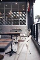 coffee and drinks containers. Interior and decoration of a Modern loft coffee shop. photo