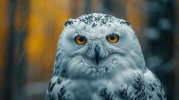 AI generated Snowy Owl in Orchard photo