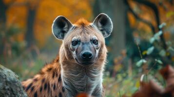 AI generated Intense Gaze. Hyena in the Wilderness photo