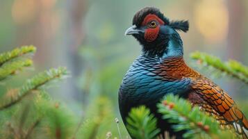 ai generado queja pájaro en otoño bosque foto