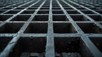 AI generated An industrial metal grid, a testament to structural stability and mechanical design photo