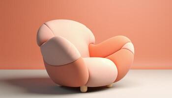 AI generated a chair with a pink fur is placed on an orange background photo