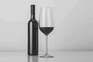 AI generated a glass with red wine and a bottle against white background photo