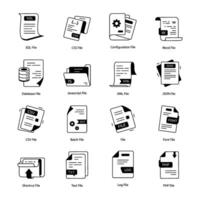 Pack of File Types Linear Icons vector