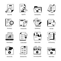 Set of Data Files Linear Icons vector