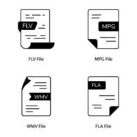 paquete de archivo extensiones lineal íconos vector