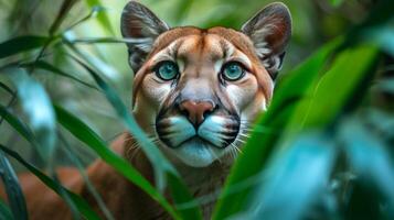 AI generated Mountain Lion Amidst Foliage photo