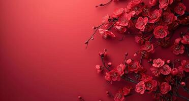 AI generated a branch with several red branches on red background photo