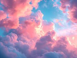 ai generado un rosado y azul modelo en el nubes foto