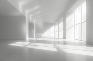 AI generated a white image of an empty room with an object inside it photo