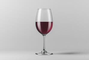 AI generated a glass with red wine and a bottle against white background, photo