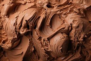 AI generated Delicious refreshing creamy Italian chocolate ice-cream for a summer dessert or takeaway, close up full frame background texture photo