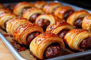 AI generated Flaky sausage rolls straight out of the oven photo