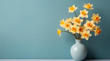 AI generated Vase with Bright Yellow Daffodils photo