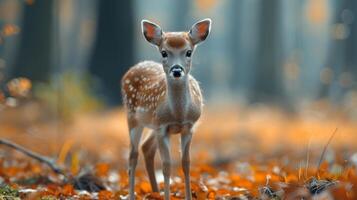 AI generated Fawn in Autumn Forest photo