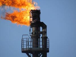 antorcha sistema en un petróleo campo foto