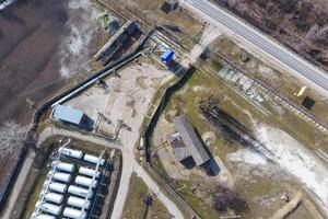 Top view of a small tank farm. Storage of fuel and lubricants. photo