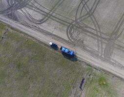 Truck with pesticide tanks for refilling the spray tractor. photo