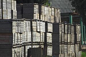 Wooden boxes stacked together photo