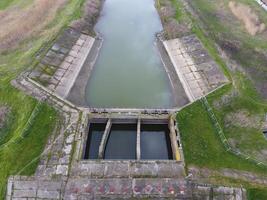 Water pumping station of irrigation system of rice fields. View photo