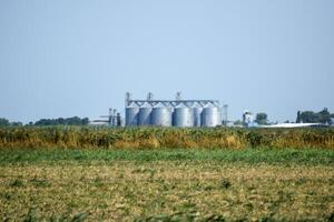 Plant for the drying and storage of grain. Top view. photo