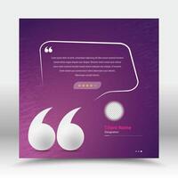 Minimalistic customer feedback and quotation presentation social media testimonial template design vector