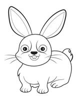 AI generated Coloring painting for kids with a rabbit black and white vector drawing