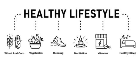 Simple set of outline icons about healthy lifestyle vector