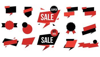 Sale and discount label collection, Set of red and black label, sticker, Discount banners collection vector